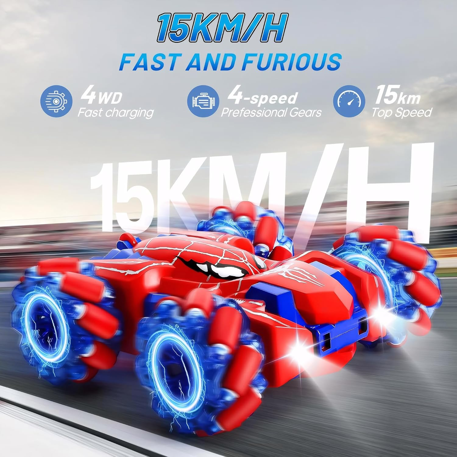 Spider Double Sided 4WD Off-Road 360&deg; Rotating Remote Control Stunt Car with Cool Light for Kids Age 3 5 6 7 8 image number 2