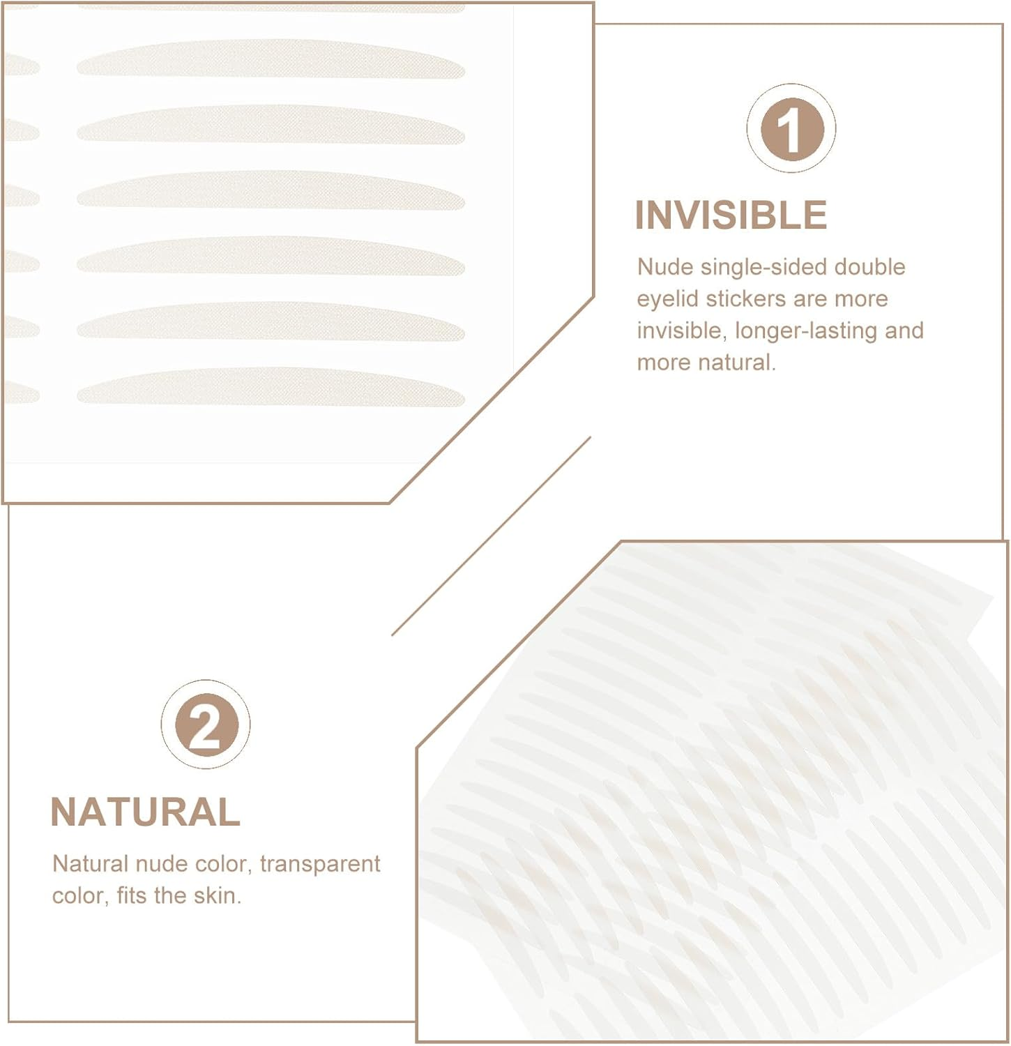 OSALADI 20 Sheets Breathable Invisible Eyelid Stickers, Skin Color Double Eyelid Tape Patches for Natural Eye Lift, Self-Adhesive Beauty Supplies for Hooded and Droopy Eyes