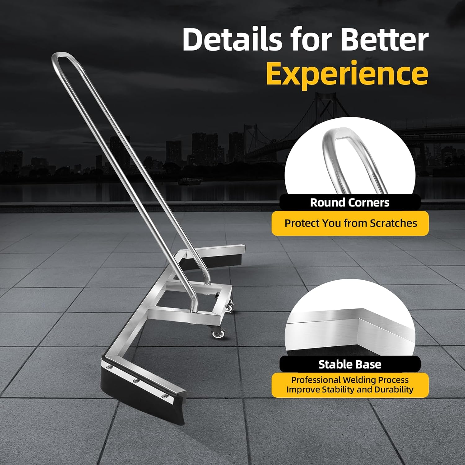 Tennis Court Squeegee, Aluminium Rain Shuttle Sweeper Squeegee Broom with Handle and Wheels, Professional Sports Surface Water Wiper with EVA Foam Blade image number 5