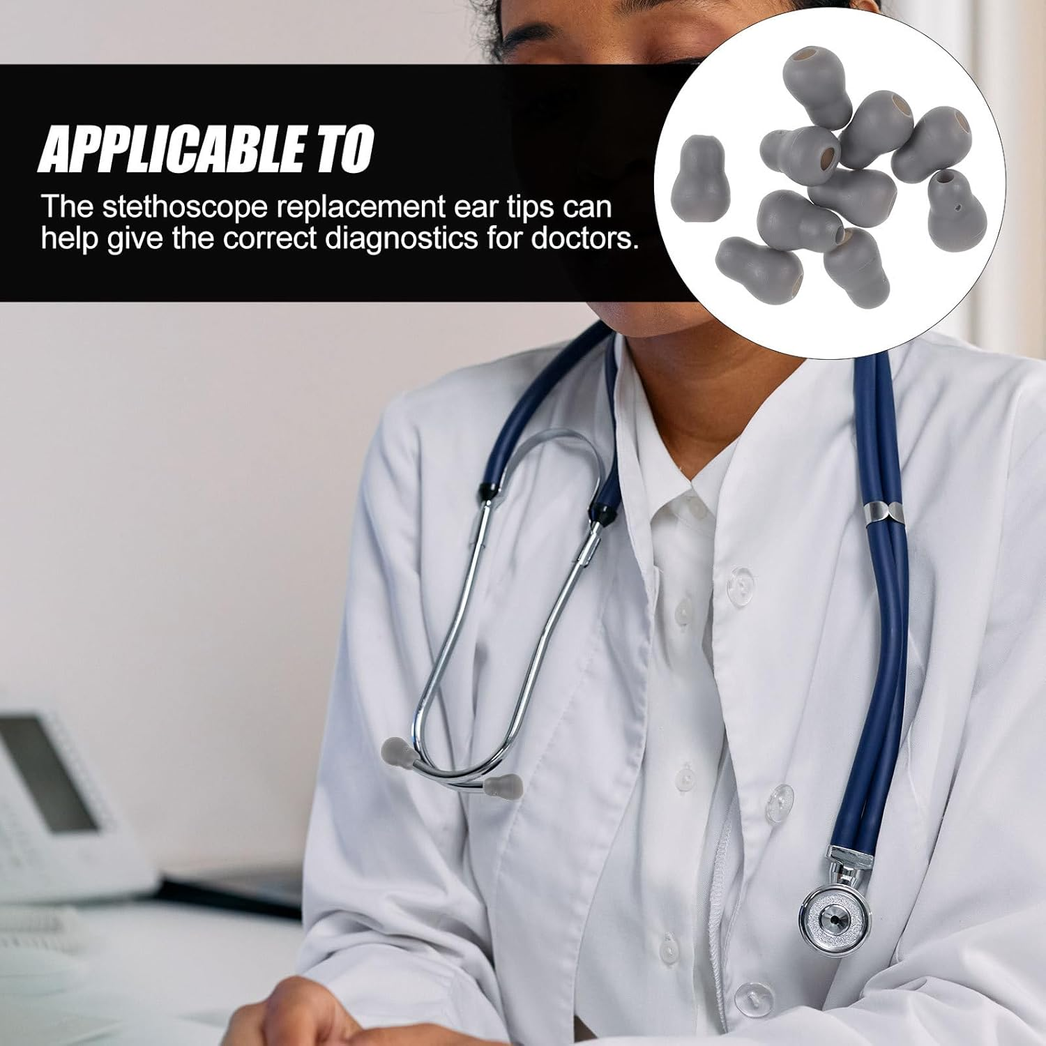 SOLUSTRE 10Pcs Ear Tips for Stethoscope Ear Tips Accessories Stethoscope Earbuds Stethoscope Ear Buds Stethoscope Earplug Small Earplugs Earbuds for Stethoscope Supplies Universal Pvc image number 4
