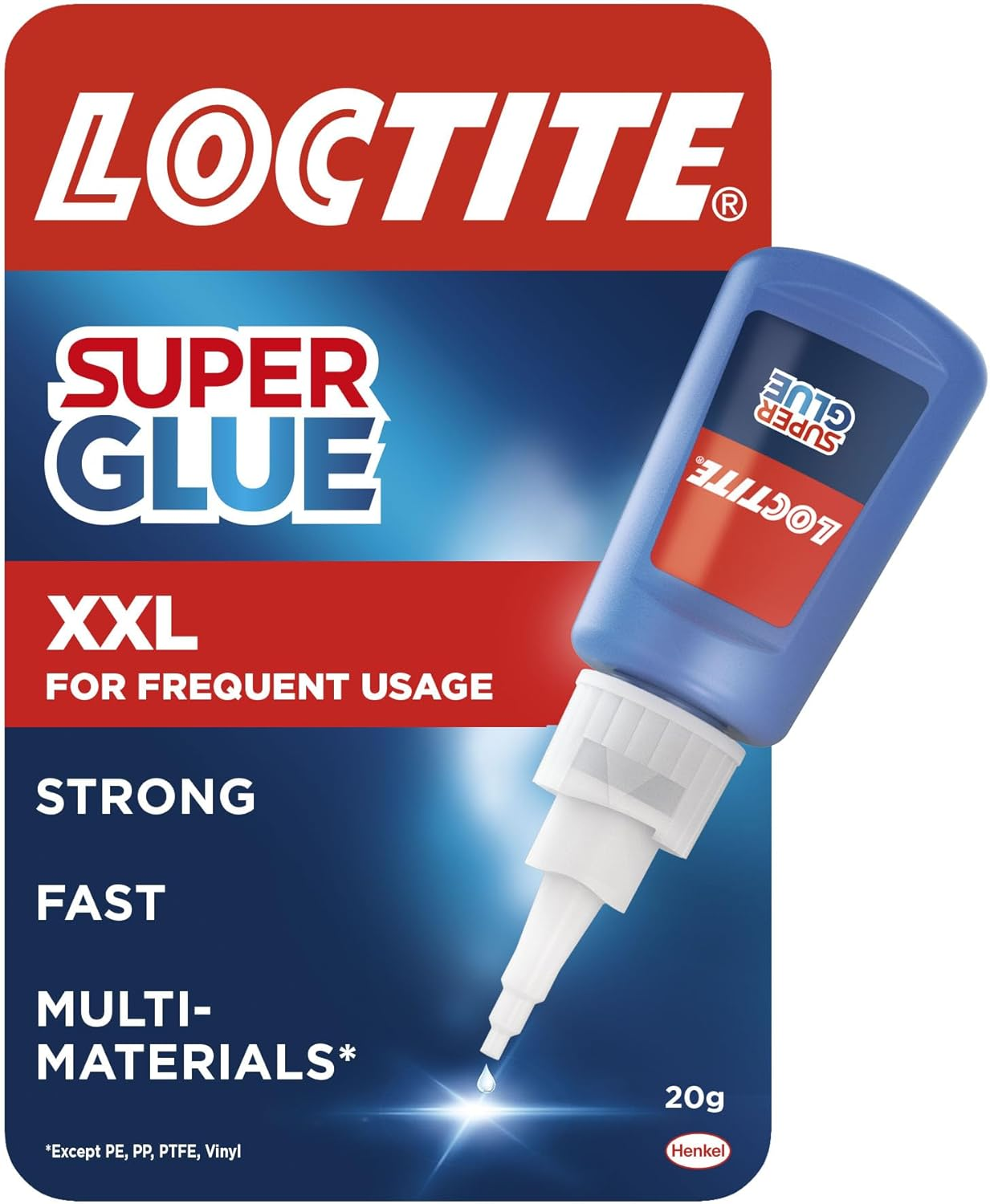 Loctite Super Glue XXL 20G, Multi Purpose Liquid Adhesive for Repairs, Super Strong Clear Glue for Various Materials, Adhesive for All Sorts of Repairs, 1 X 20G