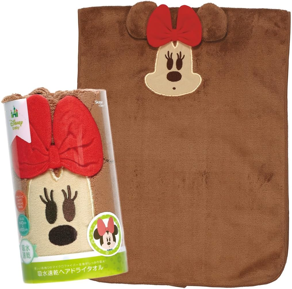Skater TOC11-A Disney Minnie Mouse Towel Cap, Water Absorbent, Quick Drying, 9.1 X 6.7 Inches (23 X 17 Cm)