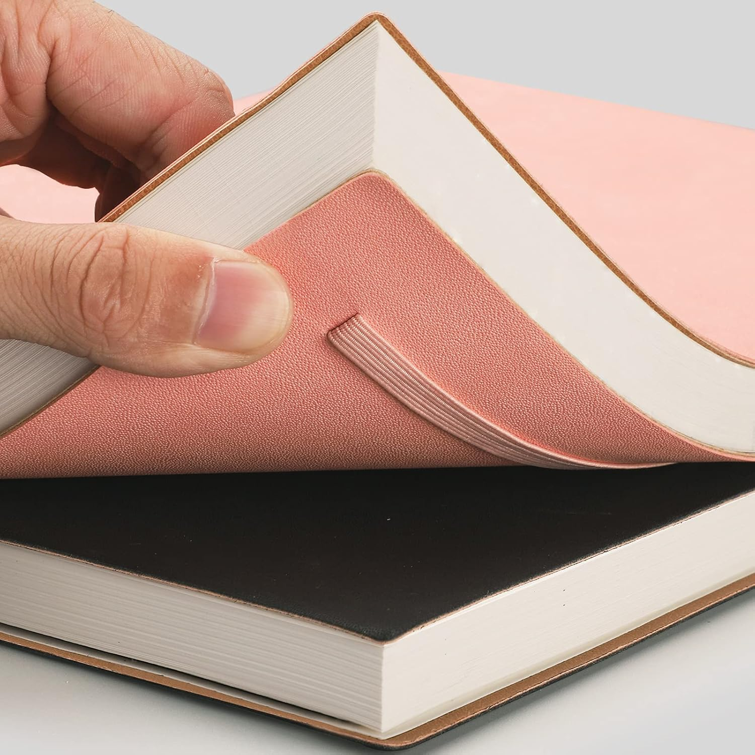 AHGXG Dotted Bullet Grid Journal 2 Pack - A5 Dot Grid Notebook for Women, Medium 5.75'' &times; 8.38'', 320 Numbered Pages, 120Gsm Thick Dotted Paper, Soft Leather Cover (Black Pink) - Blackbrown image number 7