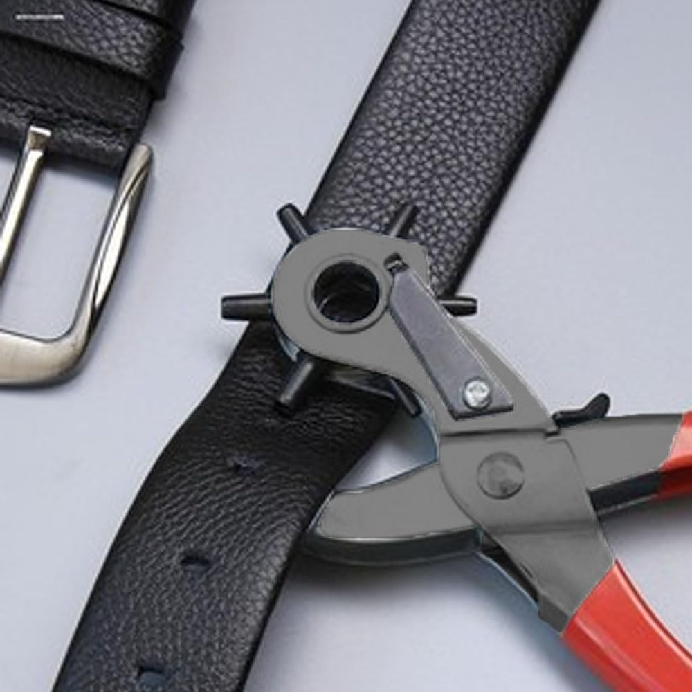 Armastuse Leather Hole Punch Belt Puncher Tool Set,For Leather, Paper, Cardboard, Watch Bands, Saddles, Diy Home or Craft Projects(Red) image number 2