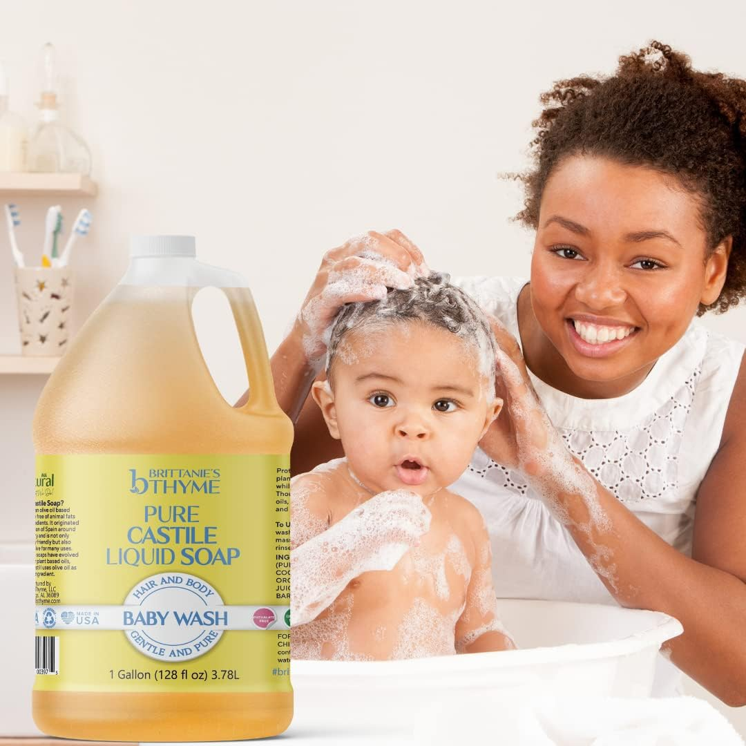 Brittanie'S Thyme Organic Pure Castile Baby Wash Refill, 1 Gallon | Made with Olive Oil and Natural Luxurious Essential Oils, Gentle and Pure, Non-Gmo, Phthalate Free image number 5