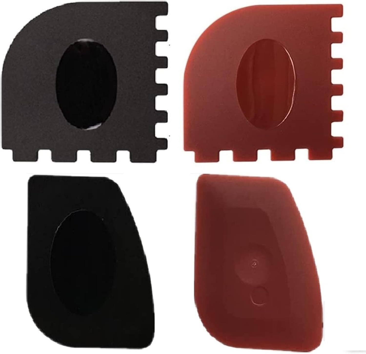 Grill Pan Scrapers Set,Plastic Grill&Pan Cleaner Utensil Black and Red BBQ Tool Durable Set for Cast Iron Skillet, Grill Pans, Frying Pans, Wok, Cookware-4Pcs
