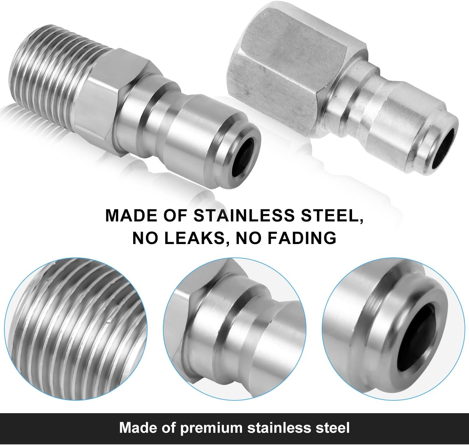 NQEUEPN 2Pcs Fast Connect Pressure Washer Fittings, Stainless Steel Pressure Water Gun Connectors 1/4 Fast Connect Plug(Internal Thread, External Thread) image number 2