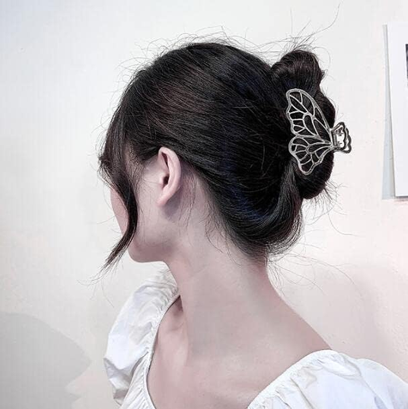 KOMUNJ Pack of 3 Metal Hair Clips, Large Butterfly Claw Clips, Metal Large Hair Clips, Large Hair Clip for Women and Girls (Golden/Rose Gold/Silver) image number 1