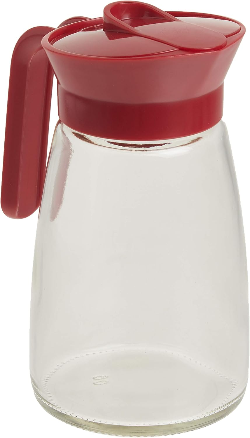 Goodcook 12 Oz. Glass Syrup Dispenser with Lid, Clear/Red image number 5