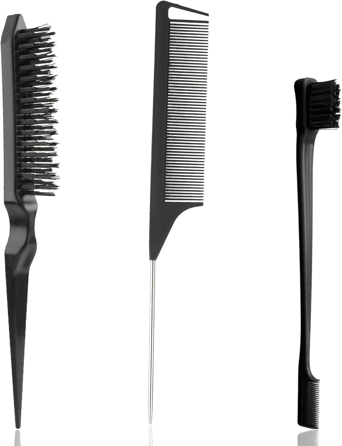 Slick Back Hair Brush Set for Women and Men Boar Bristle Brush, Styling Comb, Curly Hair Brush, Hair Wax Stick, Fine Tooth Comb, Beard Brush 3PCS