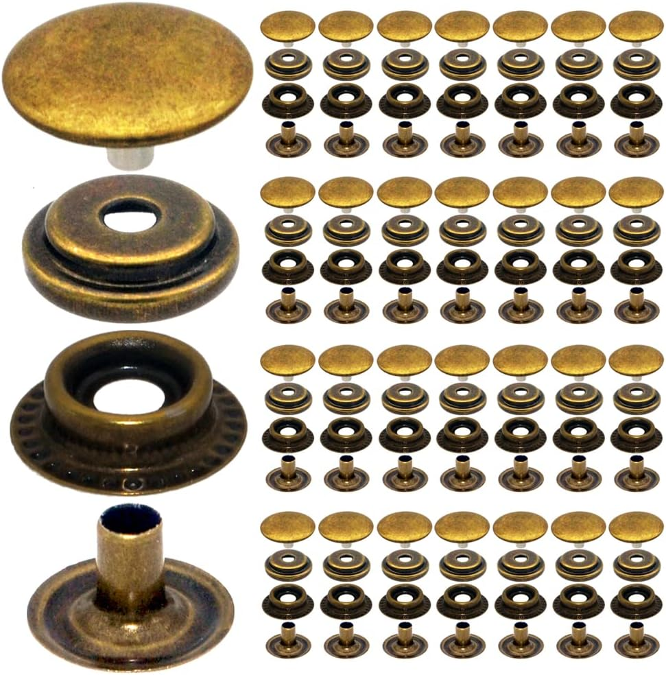 18Sets 15Mm Stainless Steel Fastener Snap Press Stud Button with Punching Tools Kits for Coats Bags Leathers Marine Boat Canvas Silver Line 24 Bronze image number 6