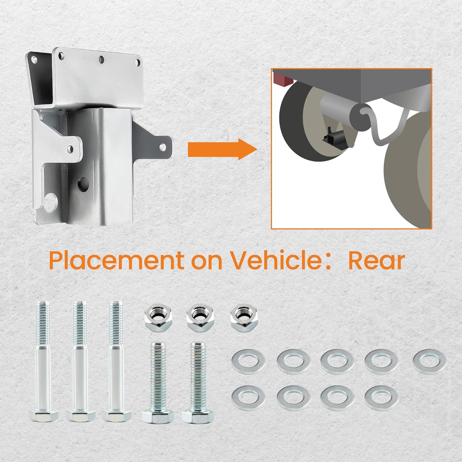Maxpeedingrods Rear 2" Receiver Hitch Trailer Tow Hitch Kit for Kawasaki Mule 600/610 2007-2016 & Mule SX 2017-2023 image number 4