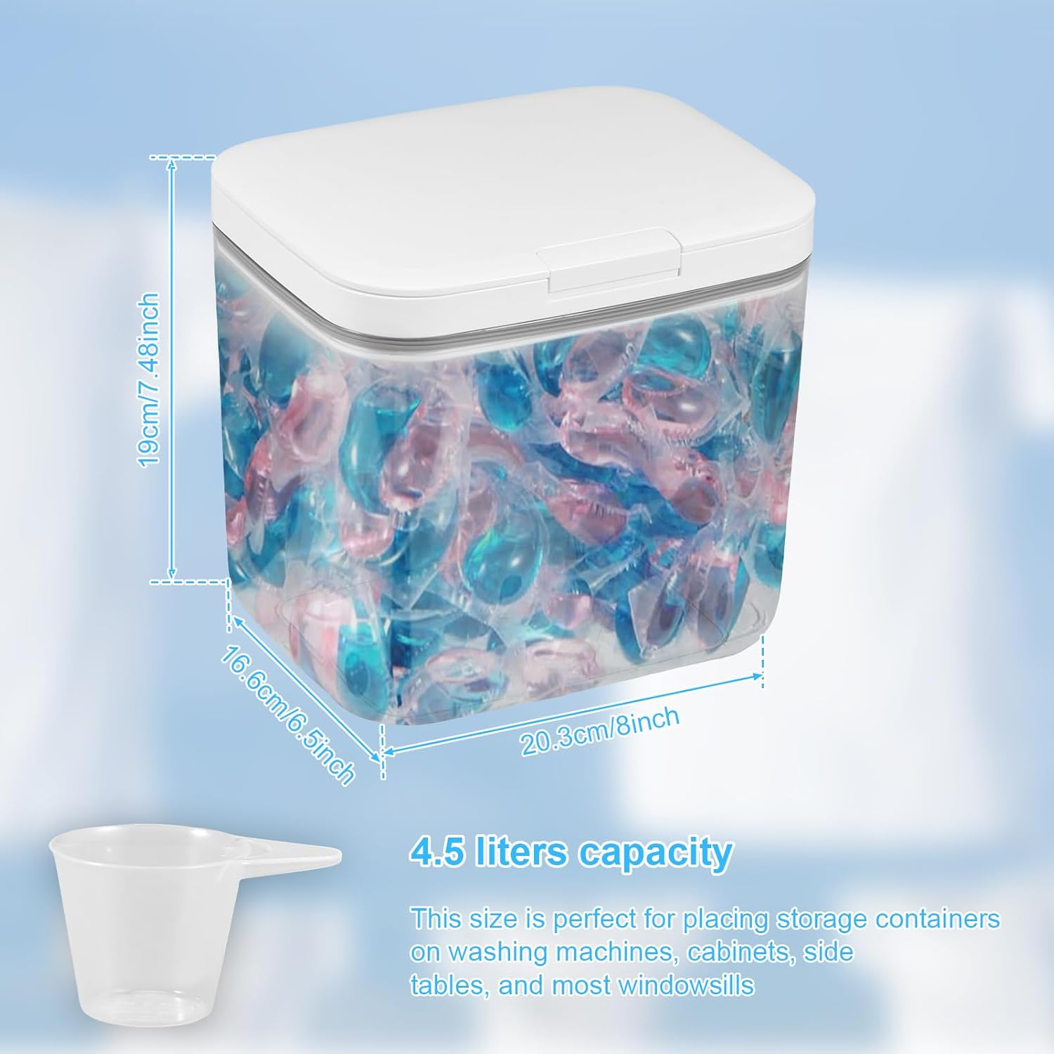Laundry Pods Container,Automatic Pop-Up Laundry Pods Container,Large Capacity Dishwasher Pod Holder,Holds 2.8L/4.5L/5.5L Sealed Laundry Pod Case for Powder,Detergent,Scent Booster Storage (4.5L/152Oz) image number 3