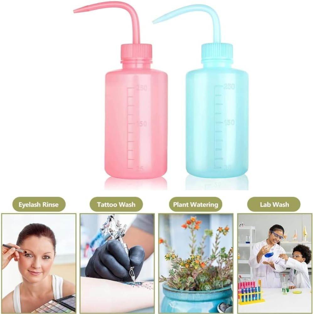 2 PCS 250Ml/8Oz Wash Bottle Watering Tools, Economy Plastic Squeeze Washing Cleaning Bottle with Narrow Mouth Scale Labels for Succulent Irrigation image number 1