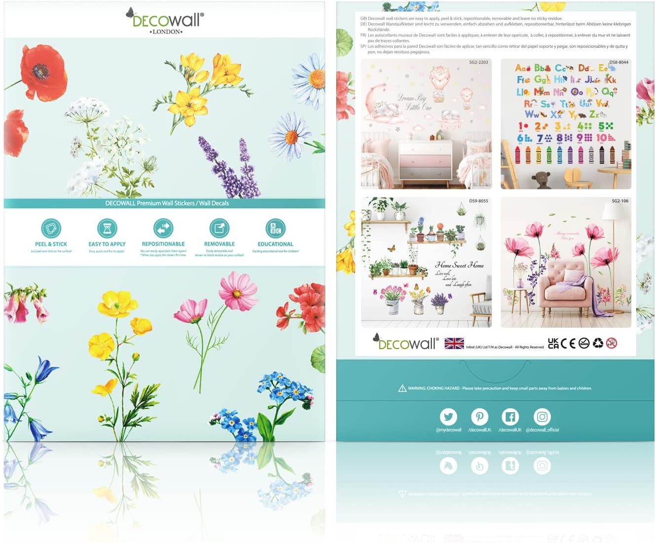 DECOWALL DS12-8076 Numbers Animal Wall Stickers Decals Educational Alphabet ABC 123 Classroom Bedroom Nursery Playroom Removable Kids Preschool Decorations Play Toddler Children'S D&eacute;cor image number 5