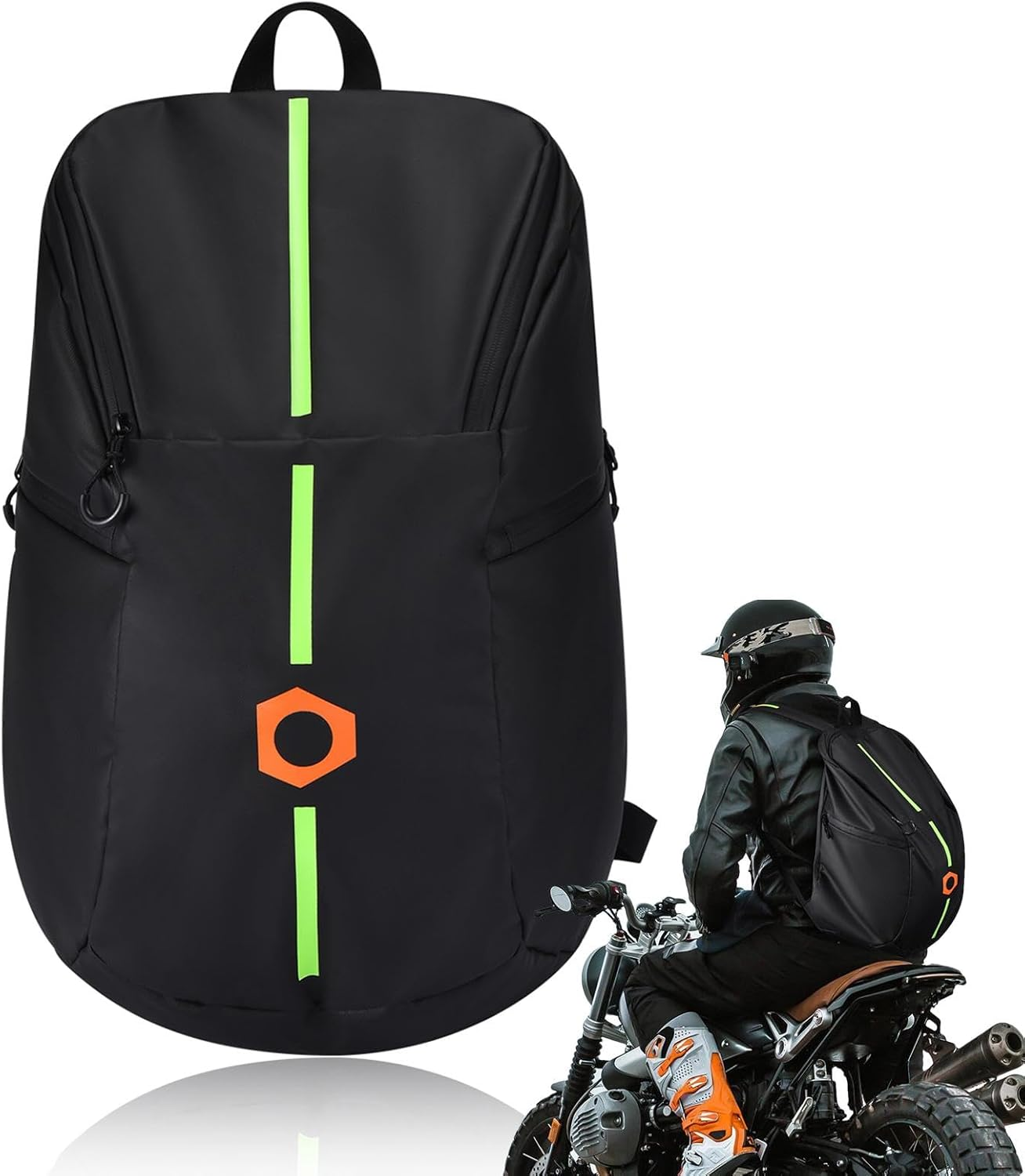 Generisch Unisex Adult Motorcycle Helmets Backpack, Ergonomic Design, Waterproof, 3 Compartments, 1.15 Pounds, 29X34X29 Cm, Black