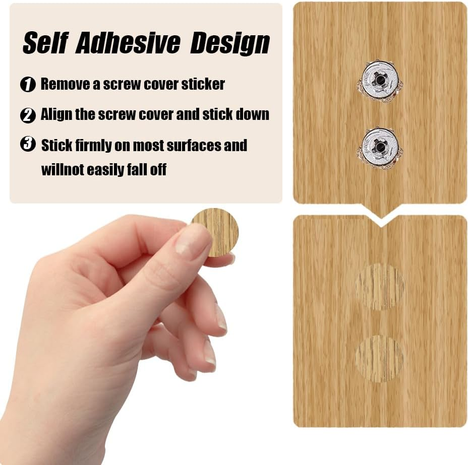 LICQIC Screw Hole Covers Stickers, Self Adhesive Screw Cover Caps Stick on Furniture Sticker Screw Hole, 54 Pcs Natural Oak, 21Mm - Dark Brown image number 5