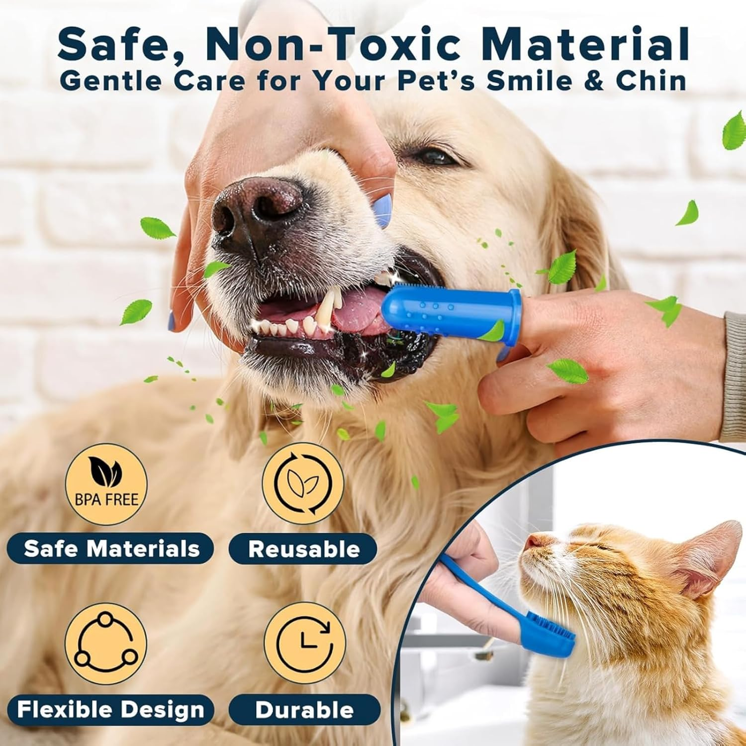 RYUREI 6PCS Pet Grooming Kit | Dog Washing Gloves & Brush | Dog Toothbrush Finger | Cat & Dog Bath Supplies image number 6