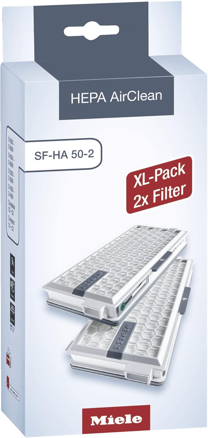 Miele SF-HA 50-2 HEPA Airclean Filters with Timestrip Indicator, Vacuum Filters for Complete C2/C3 and Compact C1/C2 Vacuum Cleaners, XL Pack of 2 image number 2