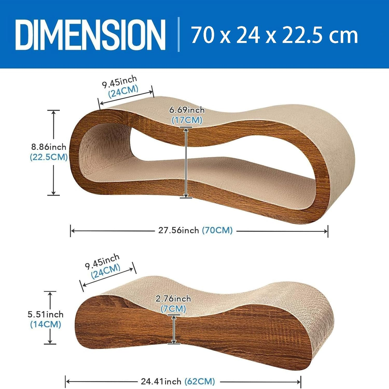 Cozioz 2-In-1 Cat Scratcher and Lounge Bed - Durable Cardboard Pads, Scratching Post, Protects Furniture, Large (2-In-1 L) image number 4