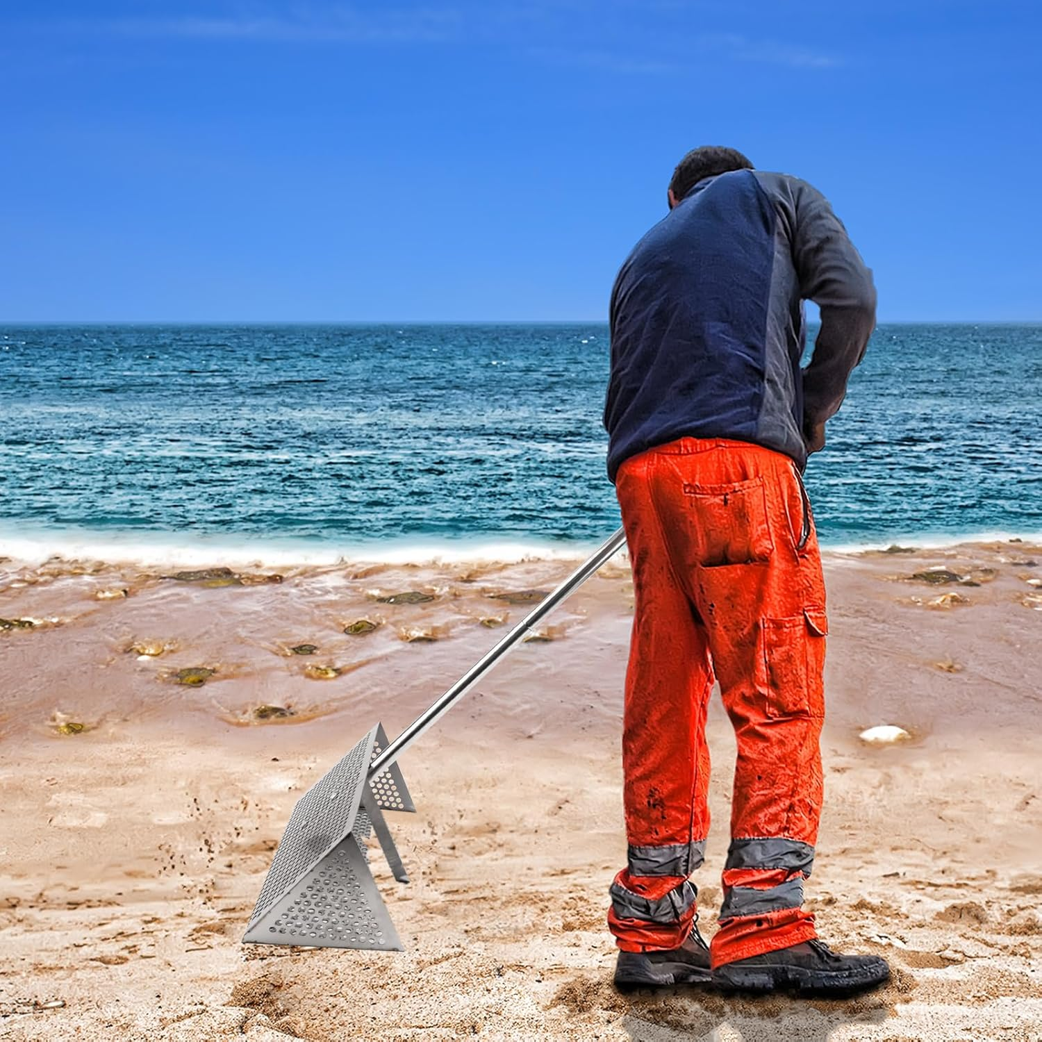 PEUTIER Sand Rake, Durable Beach Rake with Sharp Teeth, Wide Basket, Easy to Install, Practical Tools for Finding Sand Fleas, Etc. image number 4