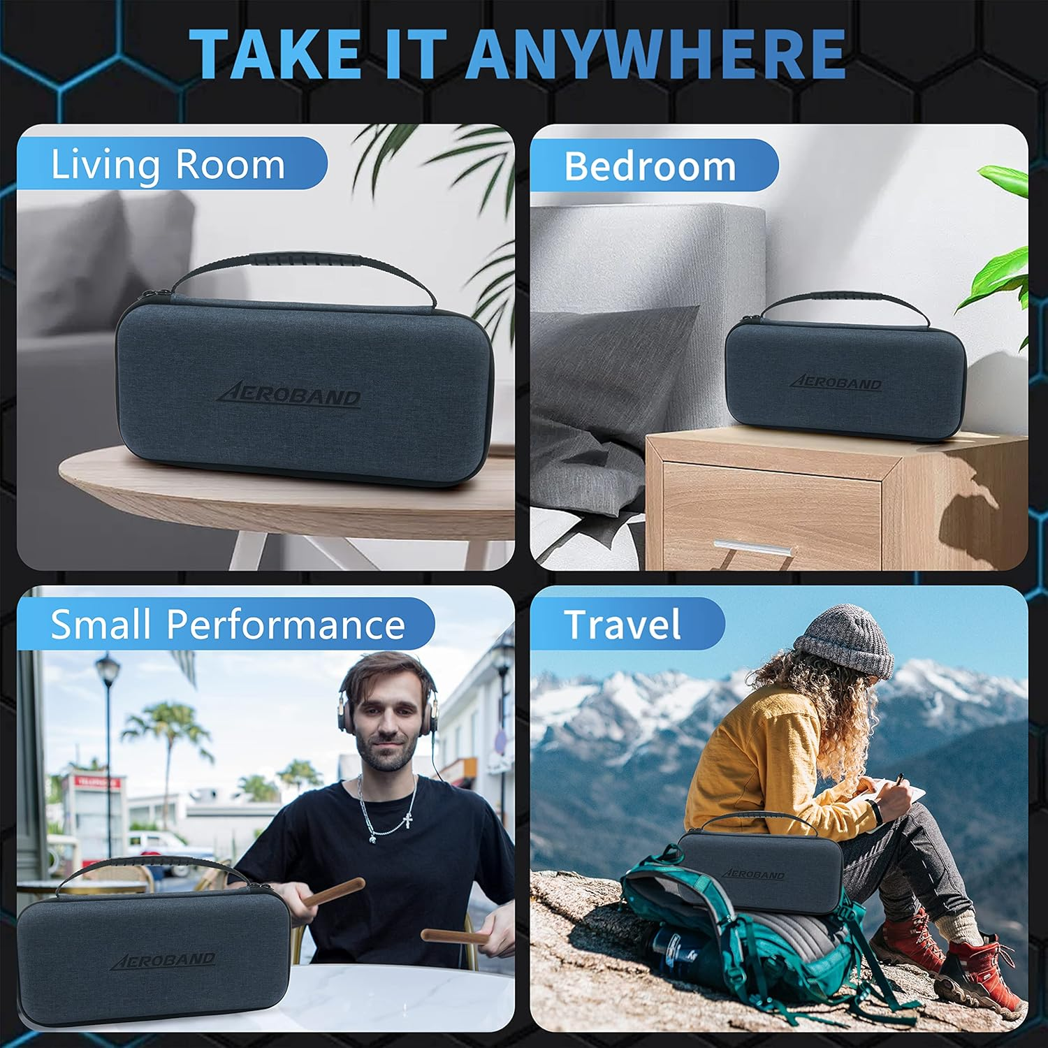 AEROBAND Electric Air Drumsticks Storage Bag for Pocketdrum 2 Plus, Electronic Drum Sticks Sets, Drum Kit image number 4