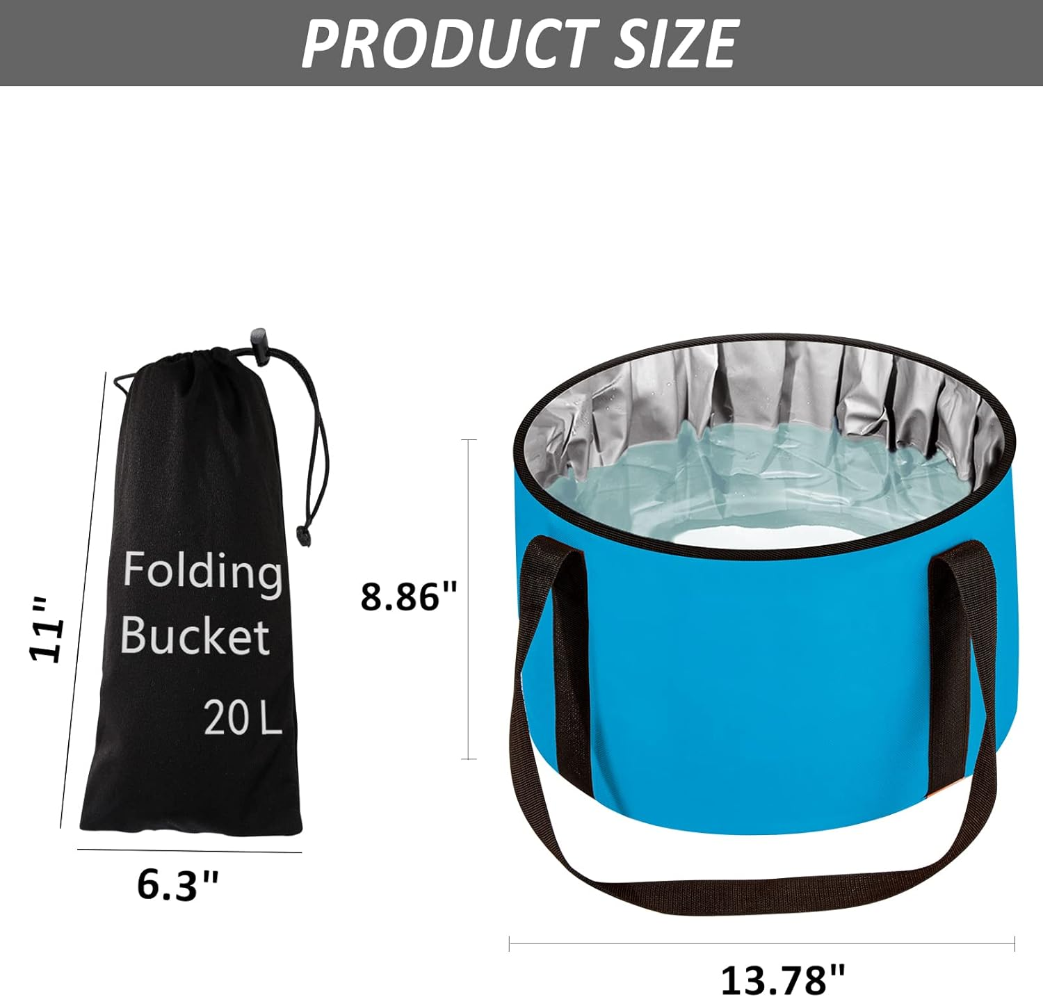 JSVSLTD Foot Bath Basin 20L Collapsible Bucket, Portable Foot Soak Tub Feet Soaking Bucket for Outdoor Travel, Camping, Fishing(Blue) image number 6