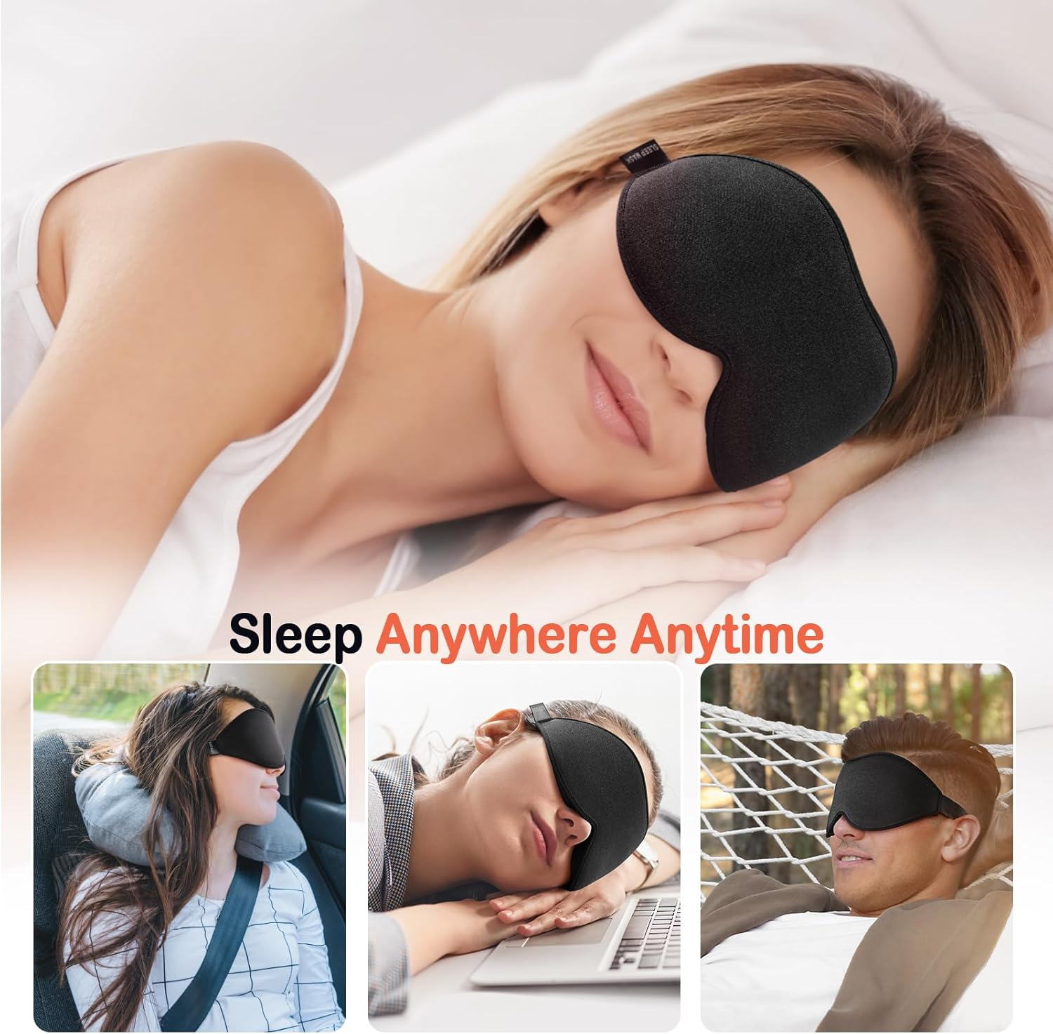 Litbear Sleep Mask for Side Sleeper Women Men, Eye Mask for Sleeping Light Blocking, 3D Contoured Cup Sleeping Mask, Soft Breathable Sleep Eye Mask with Adjustable Elastic Strap for Flight Nap image number 5