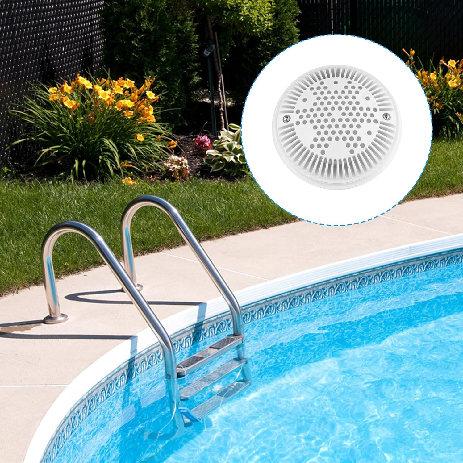 8In Swimming Pool Drain Cover, White Main Drain Cover Vortex-Resistant Drain Cover round Pool Overflow Drain Cover Floor Drain Cover Pool Drain Outlet for Inground Pools Replacement image number 4