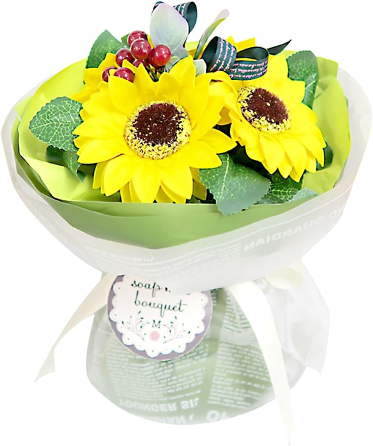 Q-FLA 762130 Soap Flower Bath Salt, Bath Salt, Sunflower Bouquet, S, Yellow, Mother'S Day, Gift