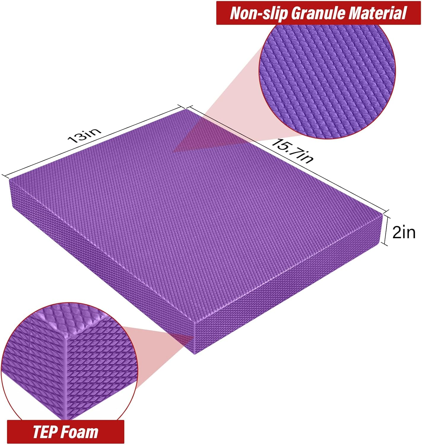 Balance Pad, Stability Trainer Pad,Exercise Mat for Workout,Non-Slip & Water-Resistant,Ultra-Soft TPE Foam Knee Cushion for Balance Training, Fitness, Physical Therapy,Yoga - Purple image number 4