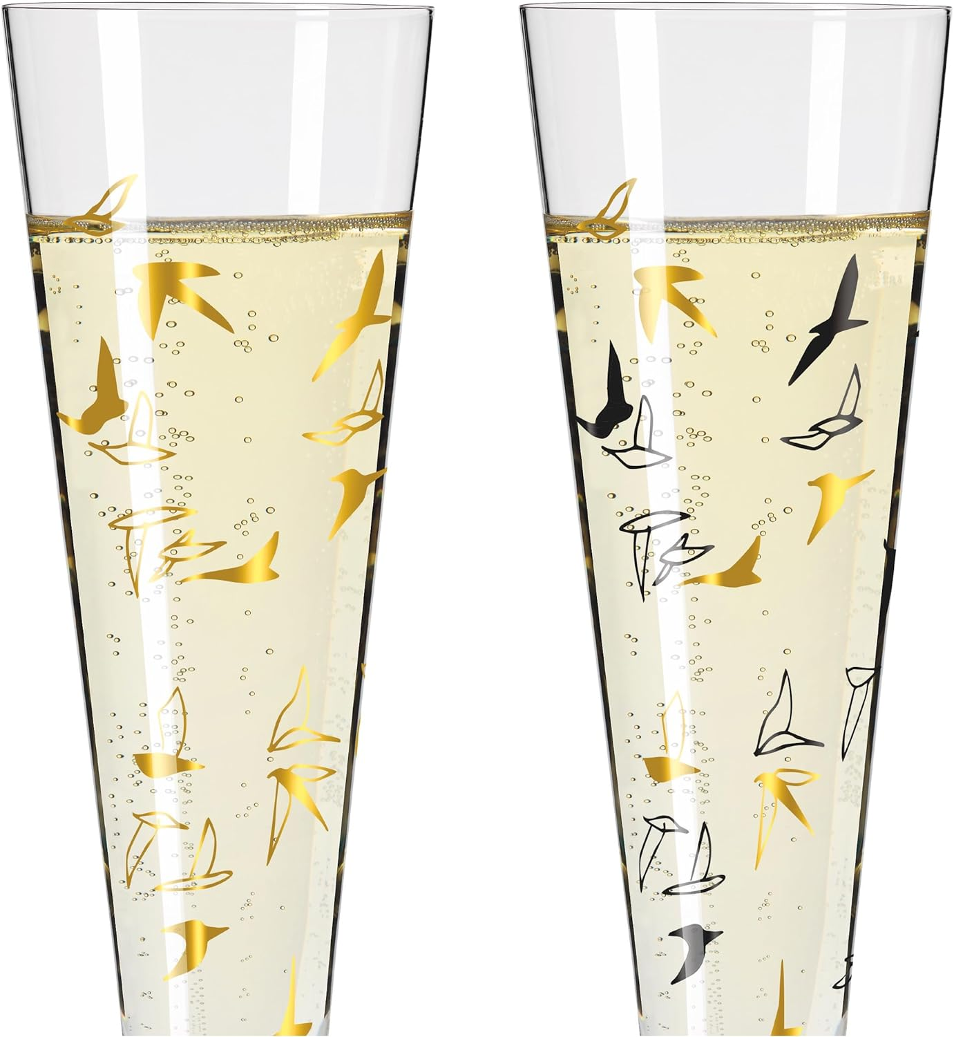 RITZENHOFF Goldnacht Duett 6261001 Champagne Glass 200 Ml Set of 2 with Real Gold Made in Germany image number 4