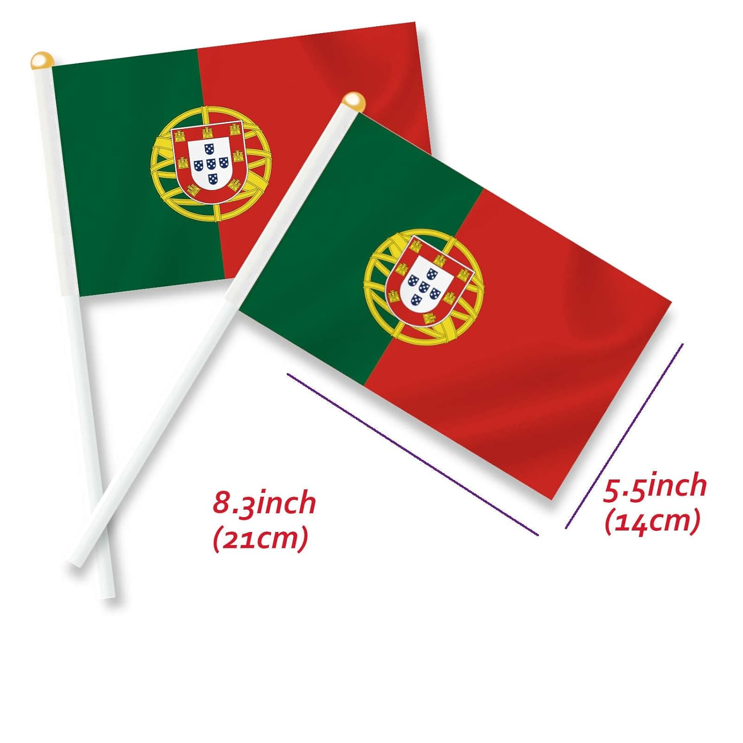 10 PCS Portugal Handheld Small Flag, Portuguese Hand Held Mini Decor Decoration Banner image number 1