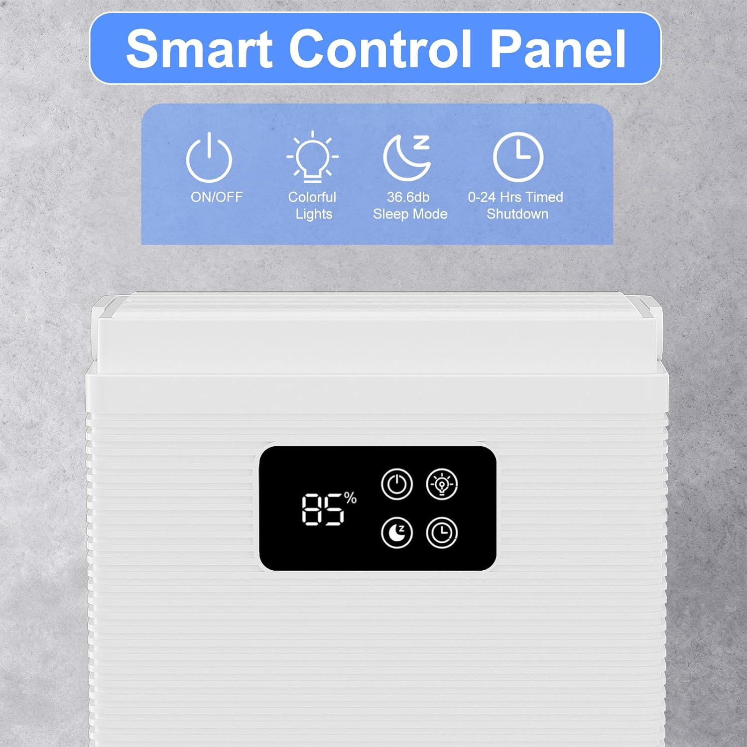 3000ML Dehumidifiers with Handle, Portable Dehumidifier Moisture Absorber, Air Purifier Dehumidifier for Home Air Purifier with Touchscreen Control, Night Lights & Auto Shut off for Room Damp image number 3