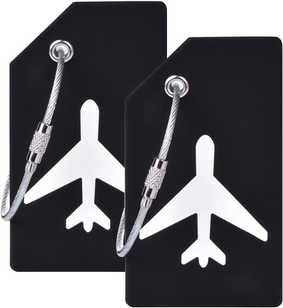 Silicone Luggage Tag with Name ID Card Perfect to Quickly Spot Luggage Suitcase (Plane 2Pcs Orange)