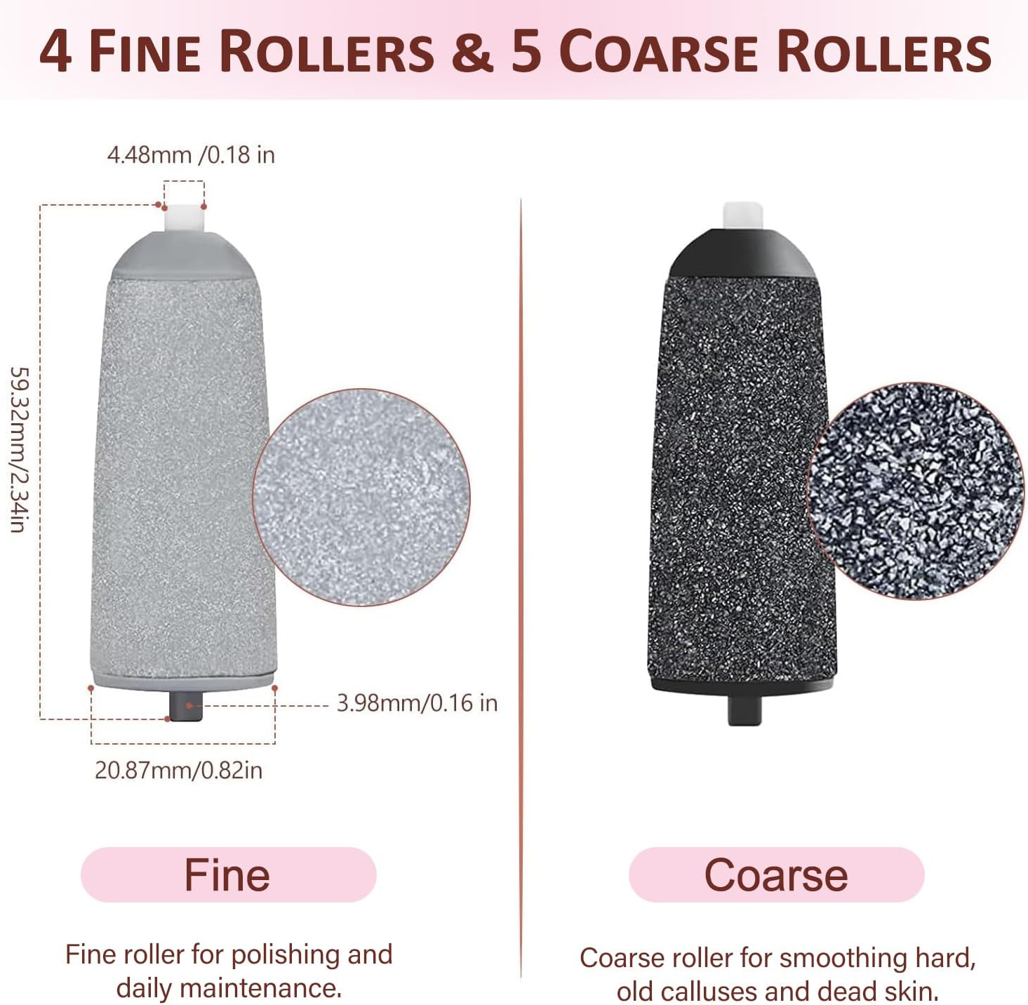 9 Pack Pedicures Replacement Heads, Electric Foot Callus Remover Roller Refills Include 5 Extra Coarse & 4 Regular Coarse Heads Compatible with Flawless-Pedi,Haootadiy,Zaboul image number 4