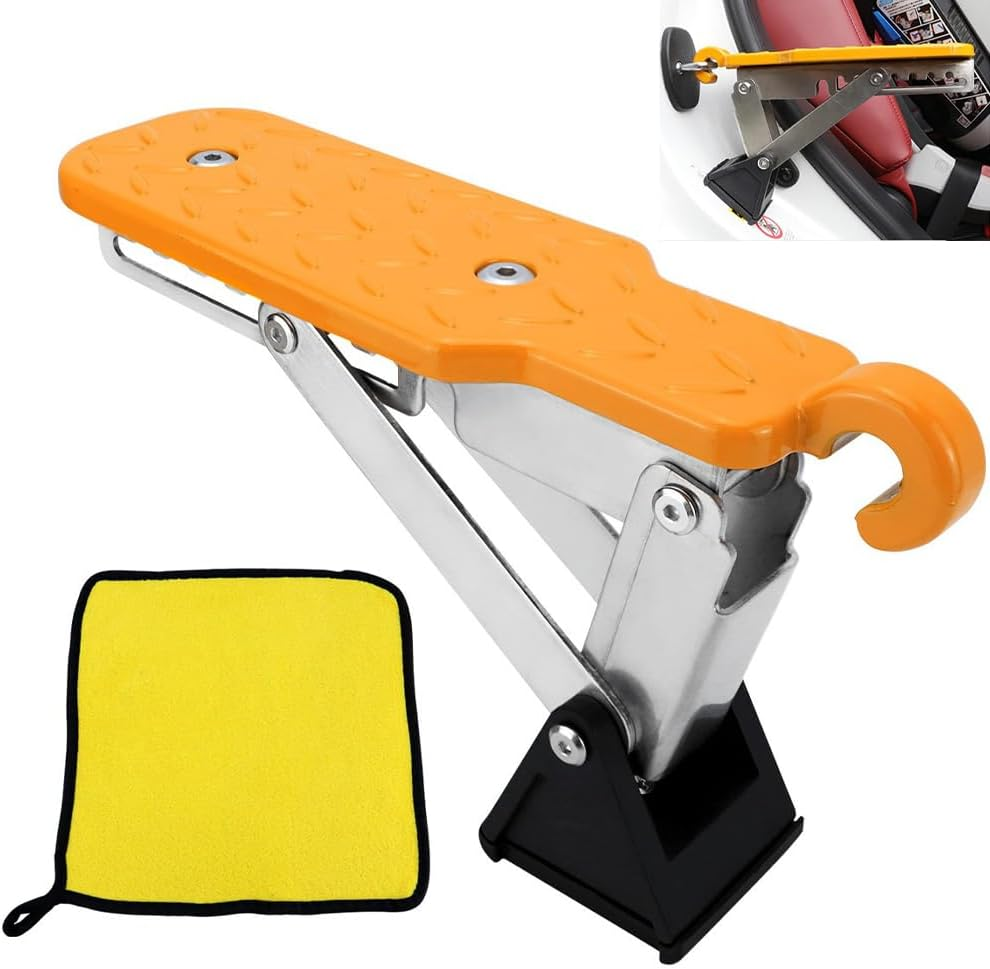 HHWRT Car Door Step, Universal Fit Car Door Steps, Adjustable Stand Pedal for Door Latch, Foldable Cars Door Step Stand Pedal, Foldable Roof Rack Door Step up on Doors Latch, Adjustable Car Step Hook image number 5
