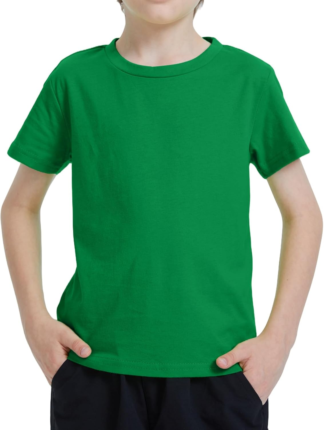 Kids Cotton Crewneck T-Shirt Plain Lightweight Children'S Boys Girls Breathable Short Sleeve Tee Tops Classic Casual Unisex Shirts