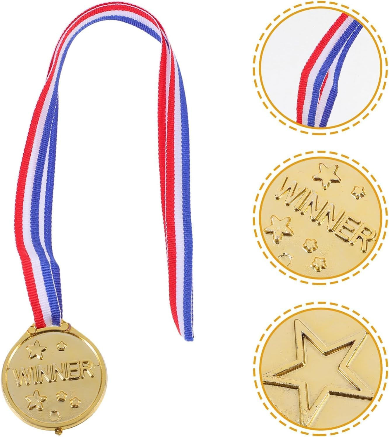 Hysgscwd 30Pcs Gold Plastic Winner Award Medals, Plastic Medal with Neck Ribbons for Student Rewards, Winner Participation Medals for Party Decoration, Games Competition, Sports, Activity, Talent Show image number 2