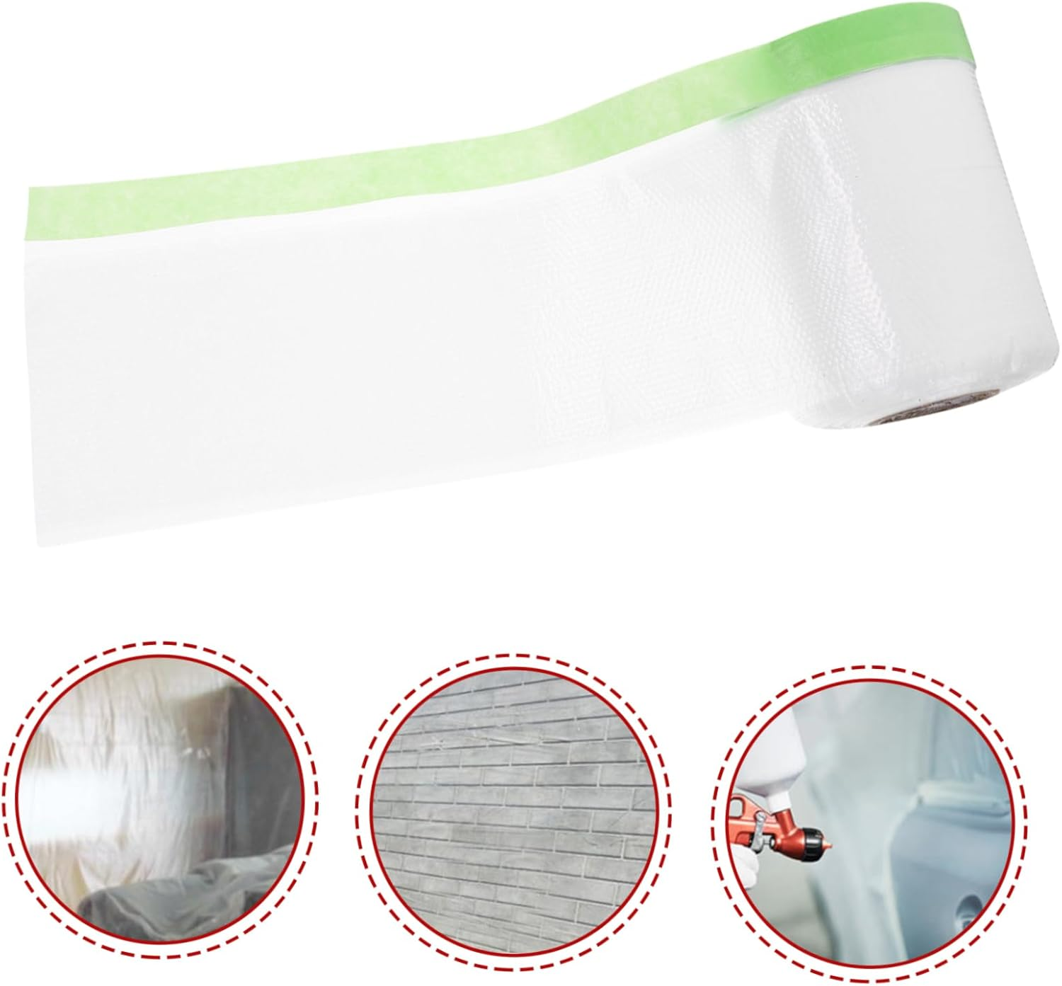 Masking Film for Painting Car Paint Spray Pre-Taped Adhesive Film Roll for Covering Skirting Frames Furniture Protection Reusable Low Tack Japanese Paper image number 1