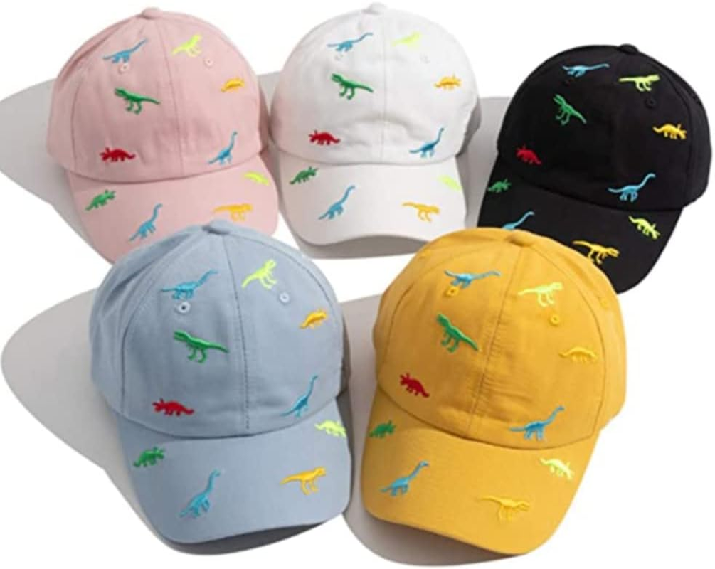 2-6 Years Children'S Dinosaur Baseball Cap Summer Sun Hat for Kids, Unisex Cotton Embroidered UV Protection Hat Golf Baseball Sports Cap Beanie Hat for Boy Girl Baby Infant Toddler - Black image number 6