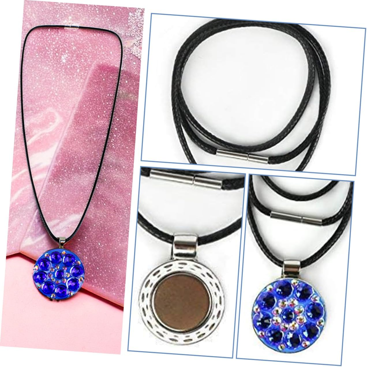 CLISPEED Rhinestone Golf Ball Marker Necklace with Hat Clip - Stylish Portable Golfing Accessory for Men and Women - Elegant Blue Design for on Course Convenience image number 3
