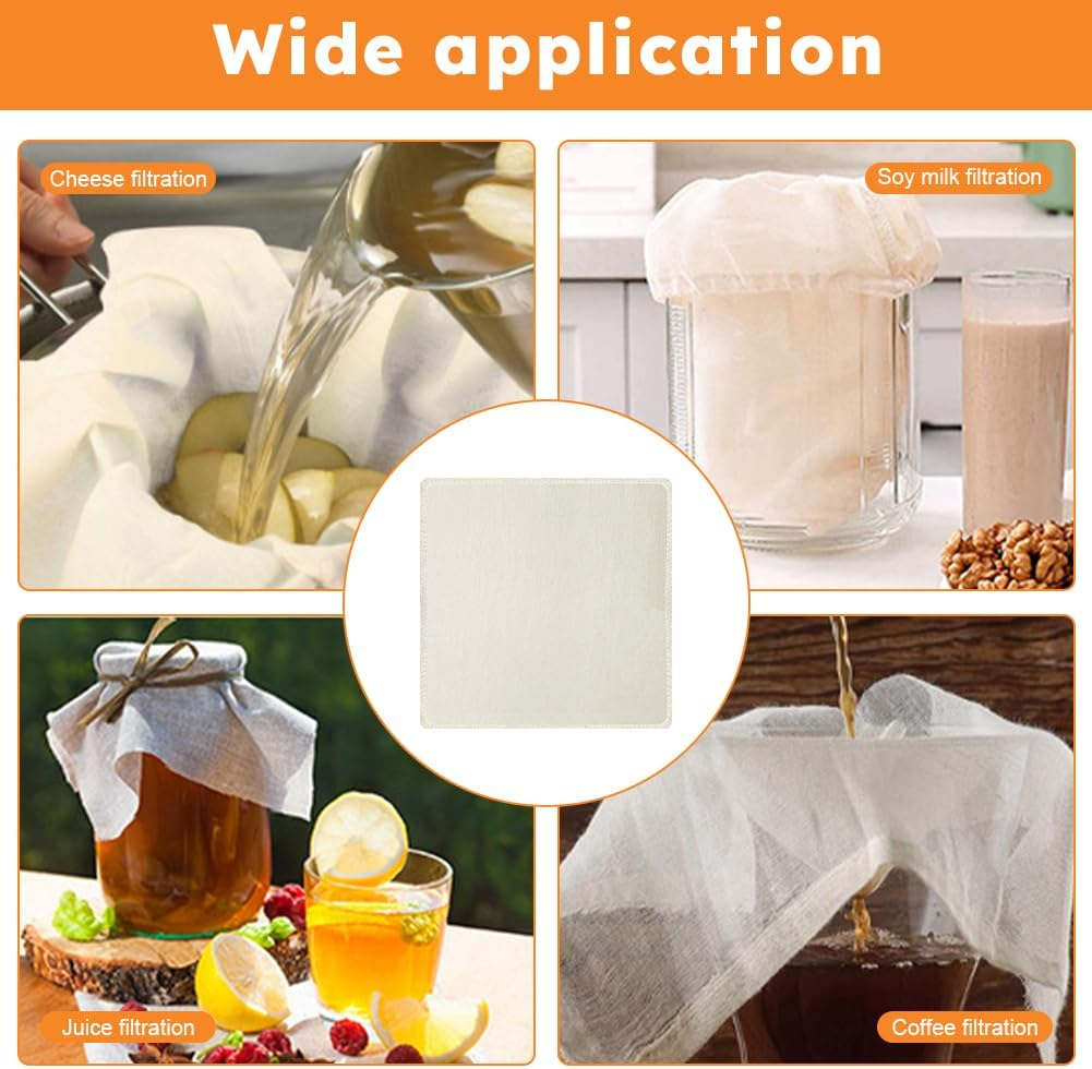 3 Pcs Cheesecloth-Grade 90,Cheese Cloth for Straining,20X20Inch Hemmed Unbleached Cheese Cloth Ultra Fine Cheesecloths for Cooking Baking Cheese Making Juicing,50X50Cm image number 6