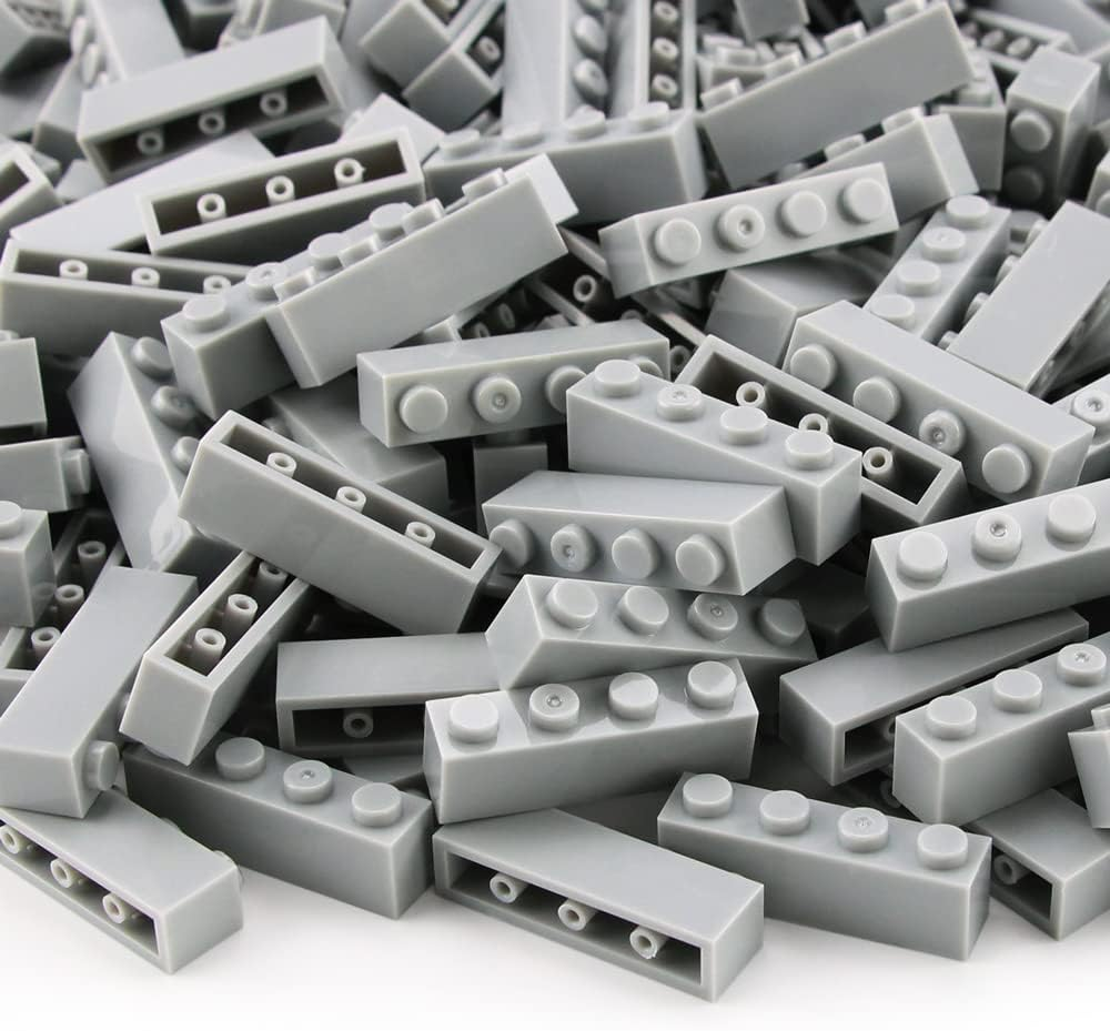 Feleph 400 Pieces 1X4 Bricks Light Gray Medium Stone Grey Classic Parts Building Creative Play Blocks Set Toy Classic Accessories Compatible with 3010 3066 Major Brick Brands image number 4