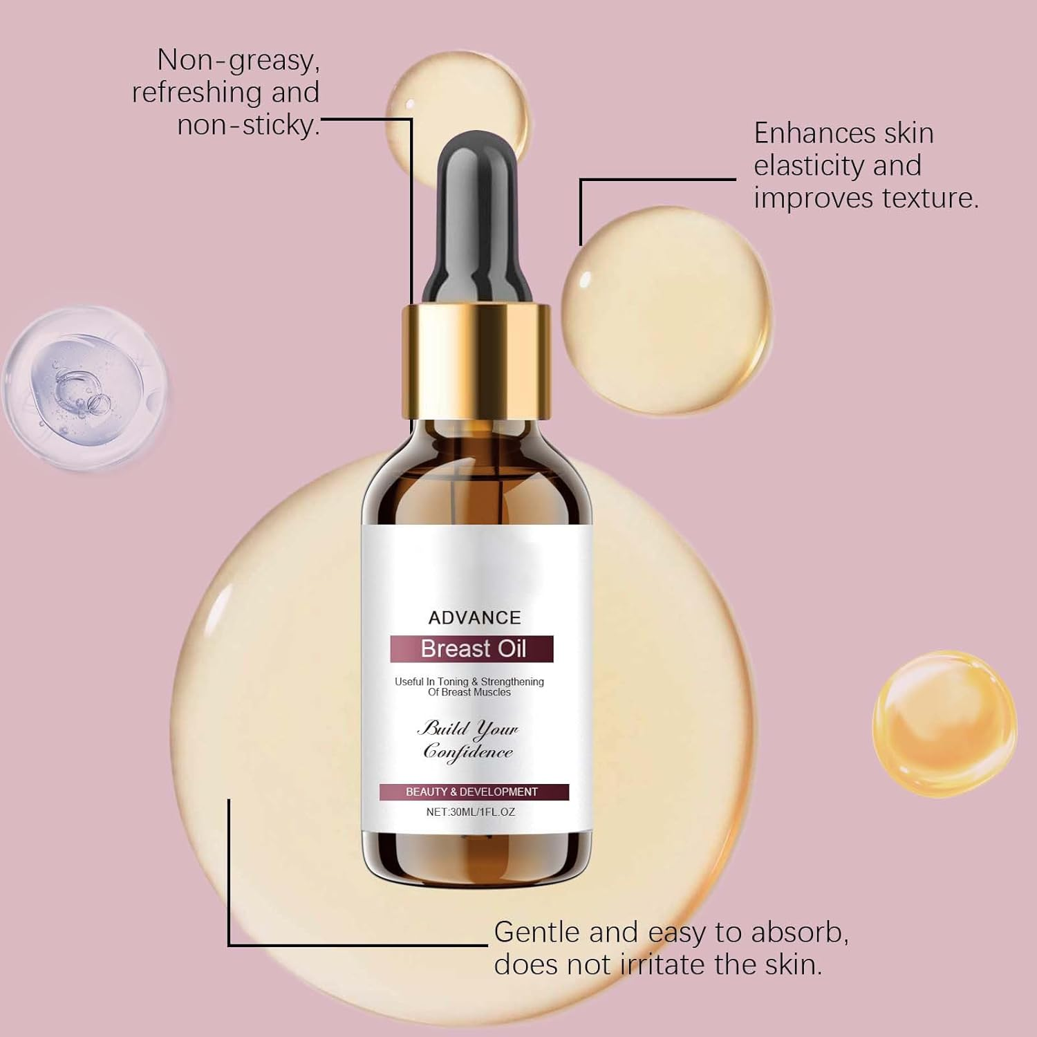 Breast Firming Oil - Bust Lift & Skin, Breast Firming & Lifting with Shea Butter, Hyaluronic Acid, Vitamin E, Plumping & Massage for Enhanced Shape, Hydrating, Non-Greasy image number 6