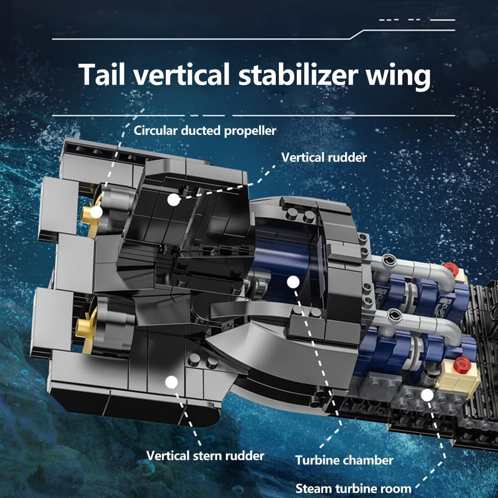 DUANT 628020 Typhoon Class 941 Nuclear Submarine Building Block Set, 4474 Pieces Military Warship Nuclear Submarine Construction Kit, Collectable Submarine Model Toys and Gifts image number 6