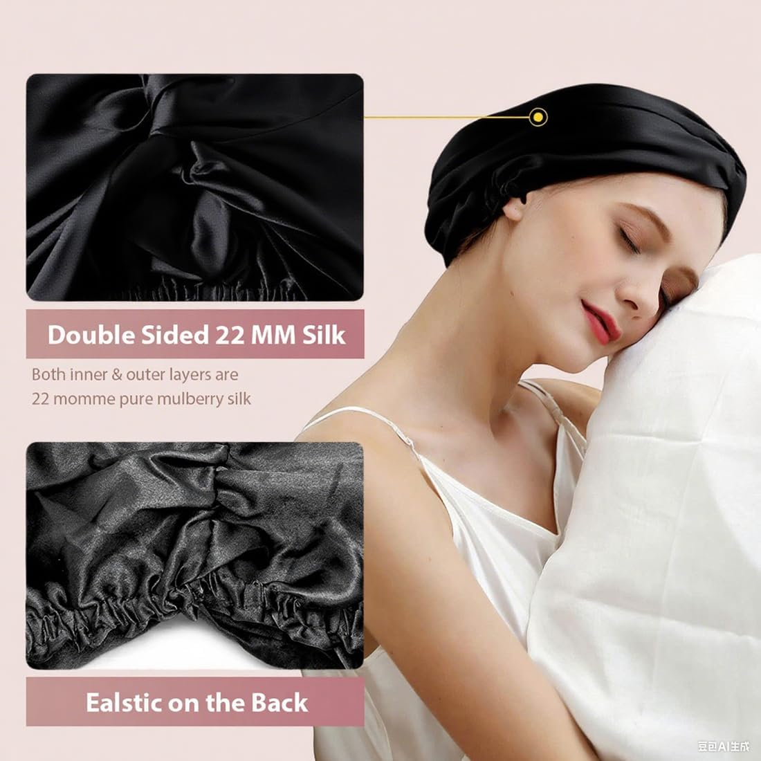 GXGM Silk Bonnet for Sleeping, Silk Bonnet, Satin Hair Cap for the Night, Protects Hair from Breakage & Split Ends, Retains Curl Shape, Saves Time When Styling, Suitable for All Sizes & Hair Types image number 1