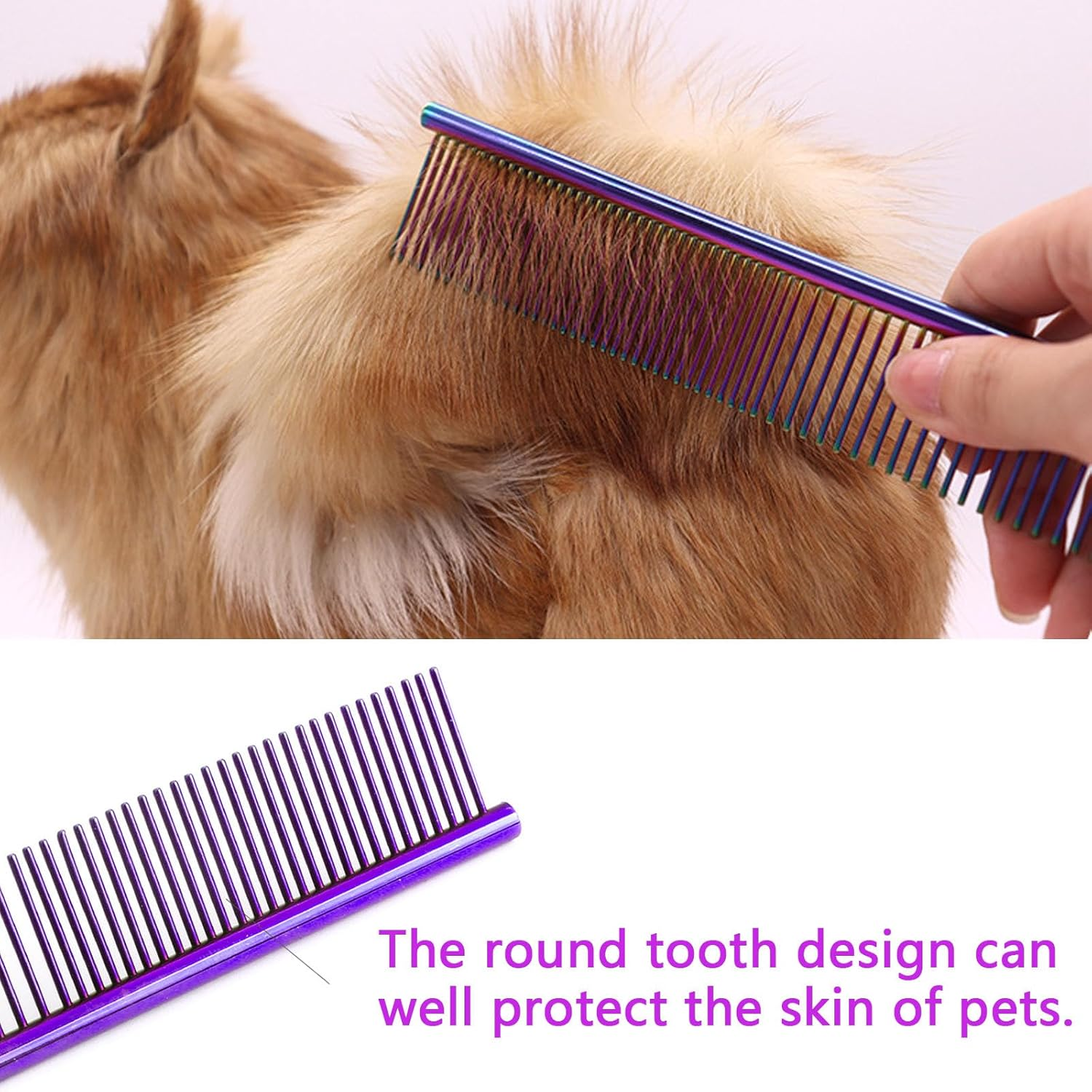 One Pair Stainless Steel Pet Comb Comfortable Add Fun Dog Combs Grooming Tangled Short Long Hair Fur Detangling Comb Tool for Dog Cat Pet