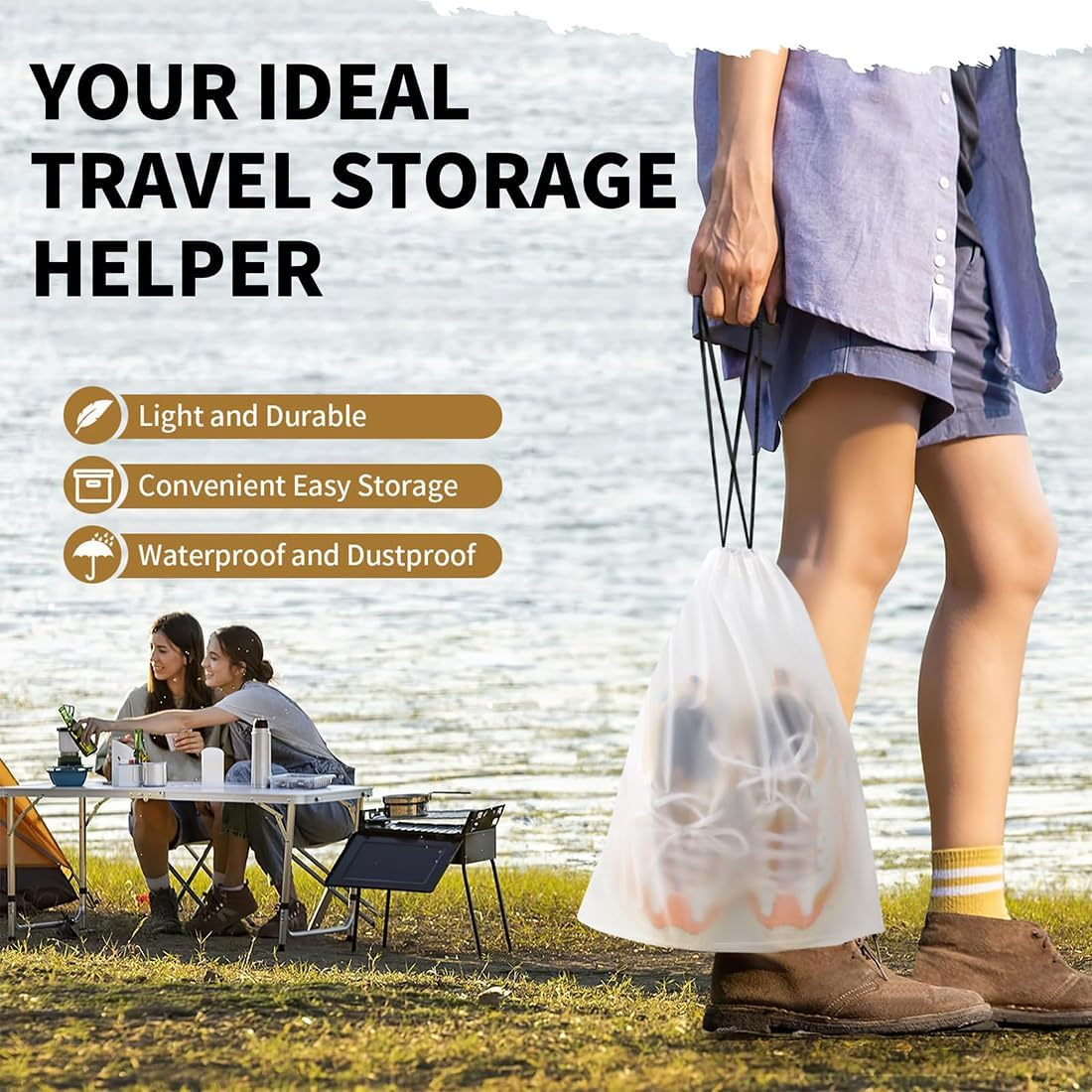 20 Pack Clear Shoe Bags for Travel, Transparent Shoe Bags Large, Waterproof & Dustproof Drawstring Travel Shoe Bags for Packing, Shoes Organizers Storage Pouch for Men and Women image number 4