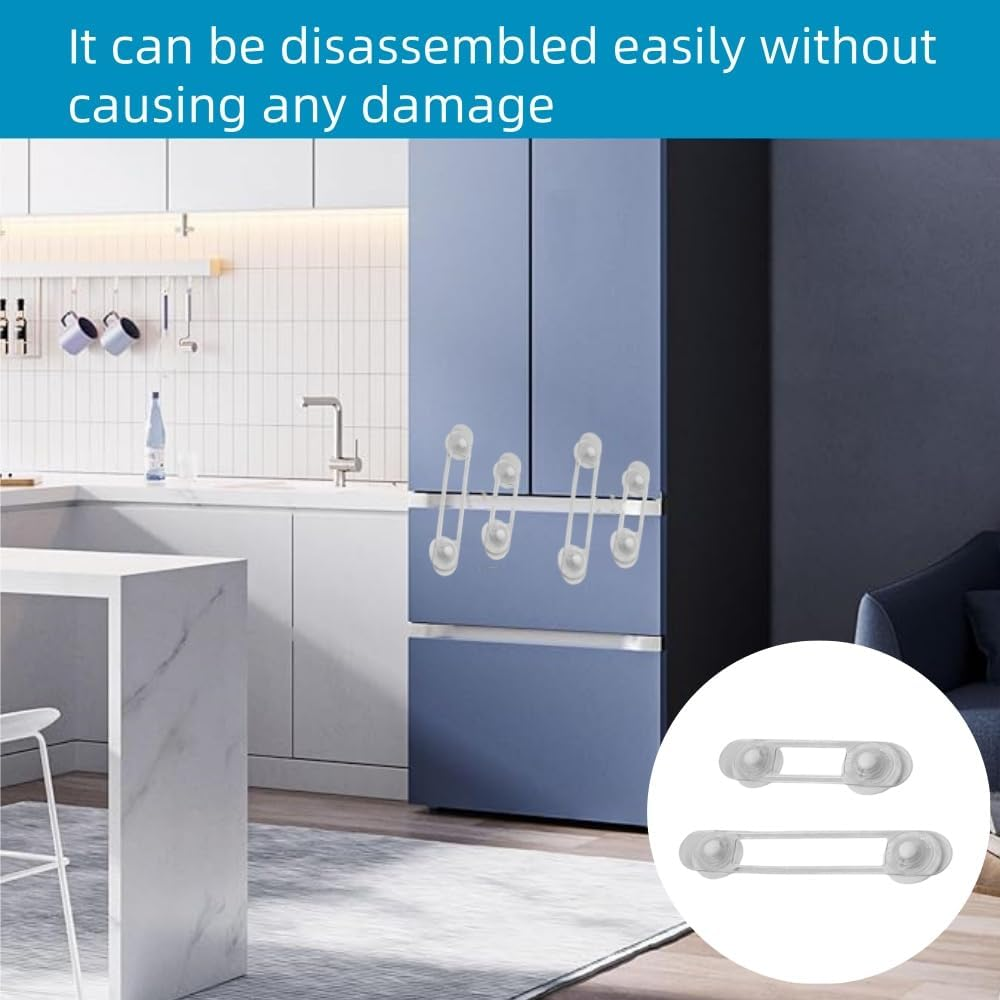 FACAING 12Pack Proof Locks for Cabinet Doors, Drawers, Fridge, Toilet Seat, Dishwasher, Trash Can, Cupboard， No Drilling - Safety Locks for Cabinets and Drawers Proofing Cabinets Lock image number 4